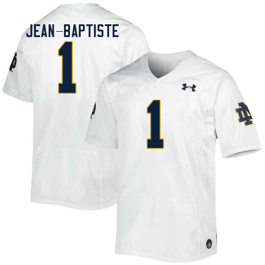 Men #1 Javontae Jean-Baptiste Notre Dame Fighting Irish College Football Jerseys Stitched-White - Click Image to Close